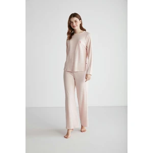 U.S. Polo Assn.   Kadın Pembe Melanj Yuvarlak Yaka Pijama Takımı  16954