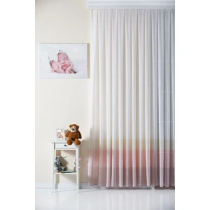 1/2,5 Orta Pileli Şeritli Keten Görünümlü Çocuk Odası Tül Perde Melon