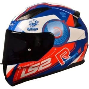 Ls2 Rapid Stratus Mavi - Kırmızı - Beyaz Kask ( Siyah +Şeffaf Cam )