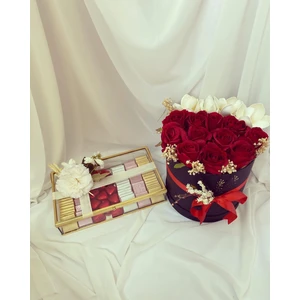 Zb Flowers İsteme çiçeği Silindir Kutuda Gül Kız İsteme Çiçeği söz Çiçeği nişan Çikolatası