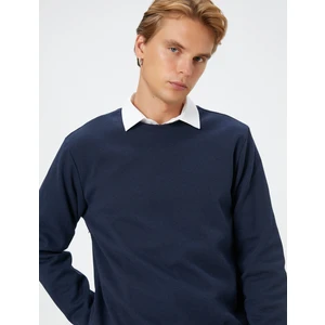 Basic Kazak Bisiklet Yaka Uzun Kollu Dokulu