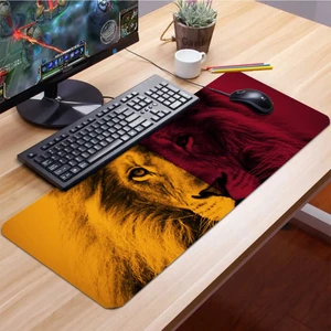 Sonic Touch Sarı Kırmızı Aslan Temalı Kaydırmaz Gaming Oyuncu Masaüstü Dikişsiz Klavye Pad 32X70CM