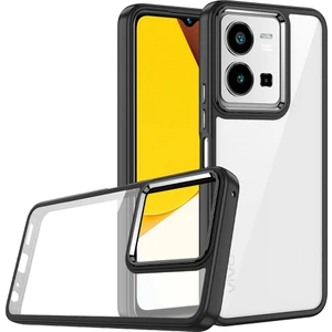 Case World Vivo Y22 Kapak Metal Kamera Korumalı Arkası Şeffaf Silikon Kılıf - Siyah