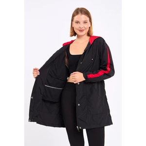 Moda Tuğram Micro Midi Siyah Kolları Detaylı Yağmurluk & Rüzgarlık