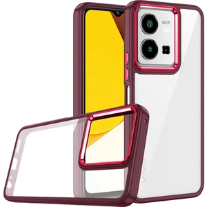 Case World Vivo Y22 Kapak Metal Kamera Korumalı Arkası Şeffaf Silikon Kılıf - Kırmızı
