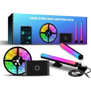 Shine In Home CSG90B, (20-57" Tvler) HDMI Bağlantılı Görüntü ve Ortam Sesi ile Senkronize Tv Arkası Rgbıc LED Işıklandırma Seti (+2 Adet Dekoratif LED Bar) , HDMI Sync Box Pro Set