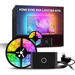 Shine In Home (58-65" TVLER) HDMI Bağlantılı Görüntü ve Ortam Sesi Ile Senkronize Tv  Arkası LED Işıklandırma Seti, HDMI Sync Box Set