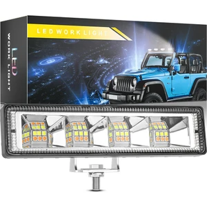 Off Road 12-24V Oto Gündüz LED Bar 6 Inç 24 LED Çift Renk Beyaz Sarı Çalışma ve Sis Lambası