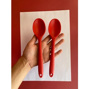 Sert Uçlu Isıya Dayanıklı Silikon Kısa Derin Kaşık 20 cm 2 Adet