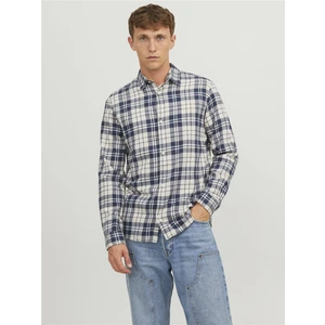 Jack & Jones Rahat Kesim Ekru-Lacivert Erkek Gömlek 12227596