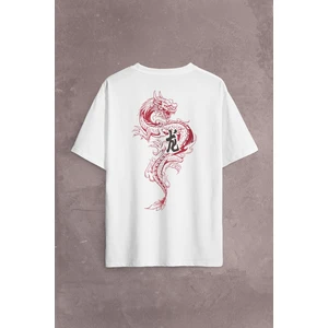 Kendim Seçtim Ejder Dragon Uzak Doğu Japanese Drake Japonca Sırt Ön Baskılı Oversize Tişört T-Shirt