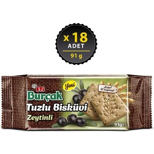 Burçak Zeytinli Tuzlu Bisküvi 91 gr x 18 Adet