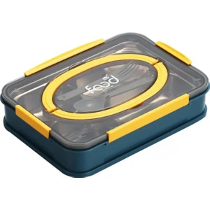 Bento 1000ML Lunchbox Yeni Koleksiyon Tek Kat 4 Bölme Çelik Sefer Tası Yemek Kutusu