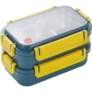 Bento 1200ML Lunchbox Yeni Koleksiyon Iki Katlı Çelik Sefer Tası Yemek Kutusu