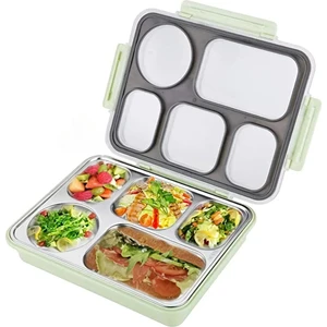 Bento 1600ML Lunchbox Yeni Koleksiyon Tek Katlı 5 Bölmeli Çelik Sefer Tası Yemek Kutusu