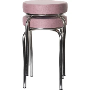 Ekip Metal Tabure Kumaş Pembe ( 2 Adet )