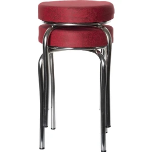 Ekip Metal Tabure Kumaş Kırmızı ( 2 Adet )