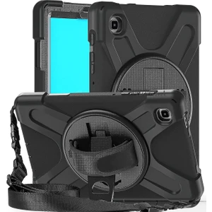 M.TK Moveteck Samsung Galaxy Tab A7 Lite 8.7 SM-T220/T225/T227 Kılıf Defender Standlı Boyun Askılı 360 Renkli Zırh Tank Kapak