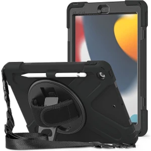 M.TK Moveteck Apple Ipad 7. 8. 9. Nesil 10.2 Uyumlu Kılıf Defender Standlı Kalem Yuvalı Yumuşak Renkli Silikon Askılı 360 Zırh Tank Kapak