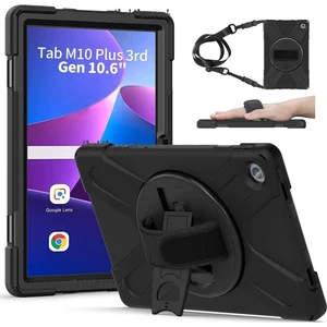 M.TK Moveteck Lenovo Tab M10 Plus Fhd 3.nesil TB125F/TB128F 10.6 Kılıf Defender Standlı Silikon Boyun Askılı Zırh