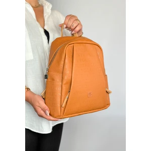 Just Polo Büyük Boy Günlük Kullanamına Uygun 9 Bölmeli Taba Kadın Sırt Çantası 4040