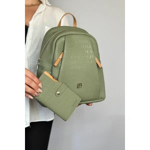 Just Polo Büyük Boy Günlük Kullanamına Uygun 9 Bölmeli Yeşil Kombin Kadın Sırt Çantası 4040