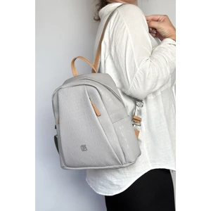 Just Polo Büyük Boy Günlük Kullanamına Uygun 9 Bölmeli Gri Kadın Sırt Çantası 4040