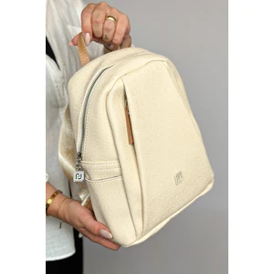 Just Polo Büyük Boy Günlük Kullanamına Uygun 9 Bölmeli Krem Kadın Sırt Çantası 4040