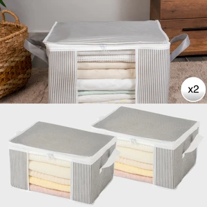 2 Adet Küçük Boy Pencereli Çizgi Desen Baskılı Baza Altı Dolap içi Düzenleyici Organizer 40x30x20 cm