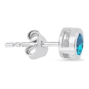 Altın Sepeti Gümüş Aqua Taşlı Tektaş Erkek Küpe