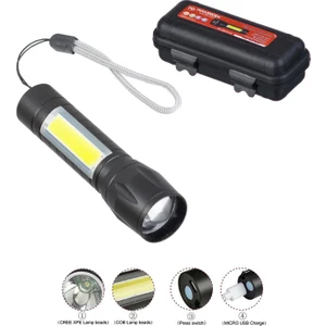 Cep El Feneri+Cob LED Şarjlı Powerdex PD-5568