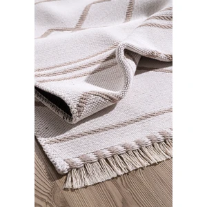 Havvana Home Kaymaz Taban Çamaşır Makinesinde Yıkanabilir Bej Rengi Pamuklu Halı Kilim