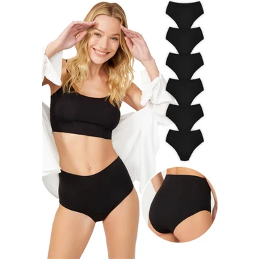 COTTONHILL Yüksek Bel Basic Lazer Kesim Bikini Külot 6'lı