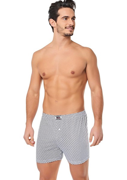 007 Penye Desenli Erkek Boxer 12 Adet