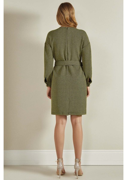 Balon Kollu Yeşil Örme Elbise fiyatları