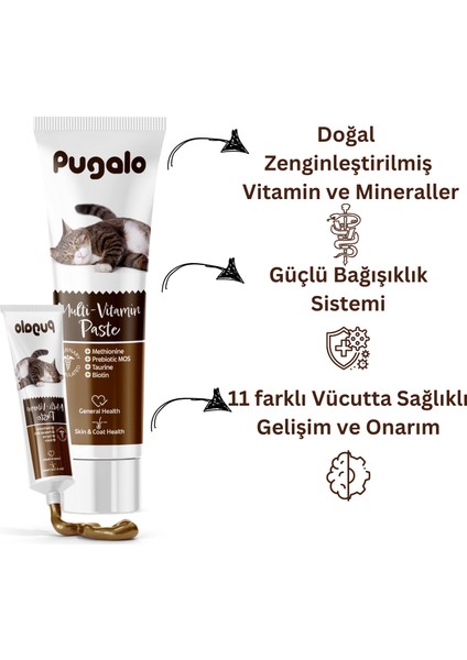 PUGALO Kedi Multi Vitamin Paste (Prebiotic ve Biotin Katkılı Kedi Multi Vitamin Macunu)