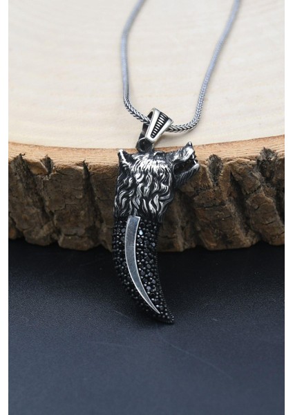 Gümüş Kurt Dişi 925 Ayar Erkek Gümüş Kolye Zincir fırsatları