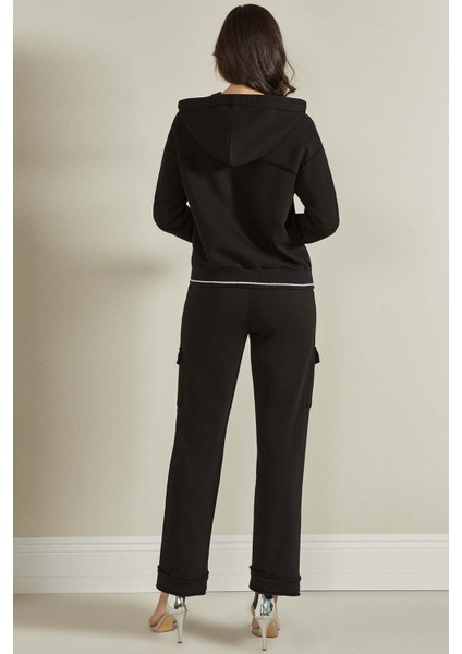 Kapüşonlu Siyah Üç Iplik Eşofman Üstü fiyatları