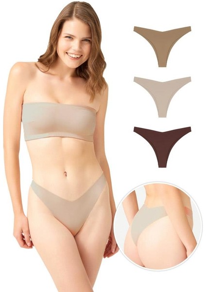 Lazer Kesim Kadın Brezilya Külot 3'lü Paket-2