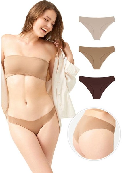 Lazer Kesim Kadın Bikini Külot 3'lü Paket-2