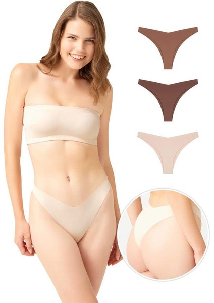 Lazer Kesim Kadın Brezilya Külot 3'lü Paket-3 fiyatları