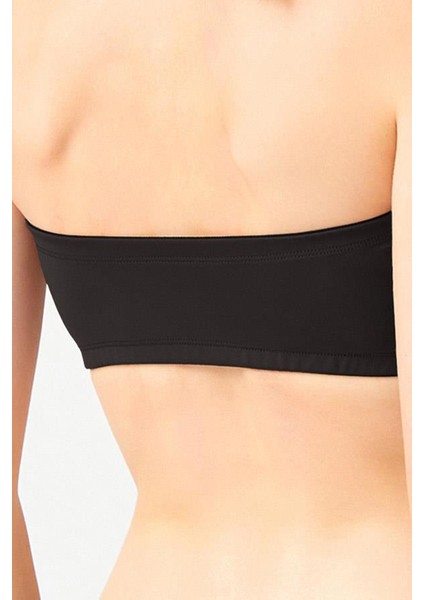 Siyah Straplez Crop Top Büstiyer