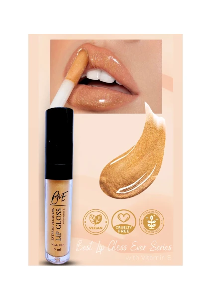 Best Match Ever Lipgloss - Vegan Dolgunlaştırıcı Etkili E Vitaminli Gold Dudak Parlatıcısı - Nude Flirt Lip Gloss