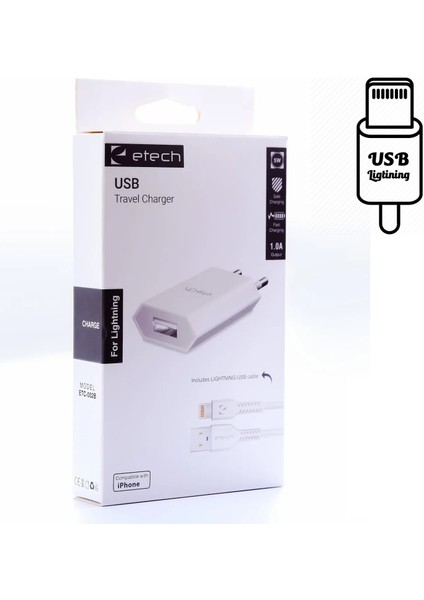 ETC-002B 1.0A 5W Ip Lightning Şarj Cihazı