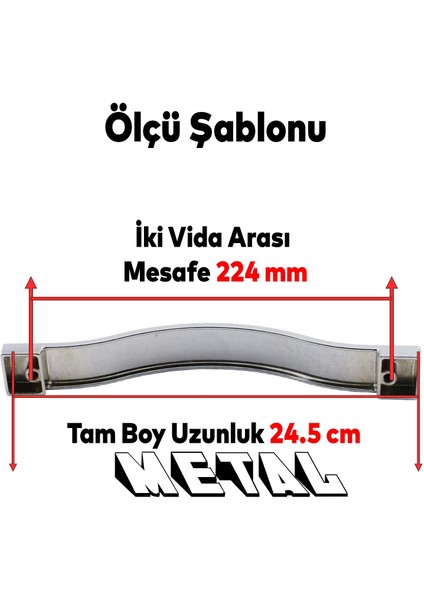 Mobilya Banyo Mutfak Dolabı Çekmece Kapı Dolap Kapak Kulpu Metal Kulbu Krom 224 mm Kulp