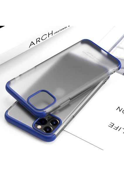 Apple iPhone 11 Pro Max Kılıf Şeffaf Mat Görünümlü Transparan Tasarımlı Kapak (Nili)