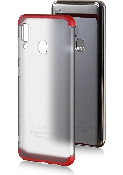 Samsung Galaxy A20 Kılıf Şeffaf Mat Görünümlü Transparan Tasarımlı Kapak (Nili)