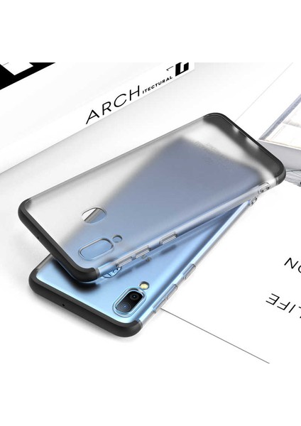 Samsung Galaxy A20 Kılıf Şeffaf Mat Görünümlü Transparan Tasarımlı Kapak (Nili)