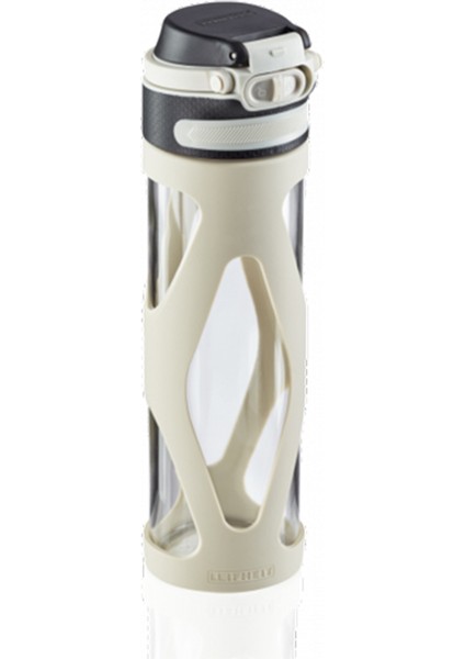 Suluk Cam Silikonlu Krem 600ML Sofra Şişe Çıkarılabilir Filtreli