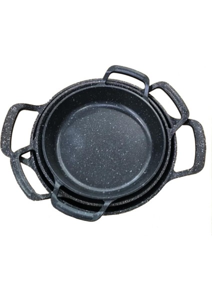 18-20-22 cm 3'lü Set Gold Chef Granit Döküm Sahan Tava Yanmaz Yapışmaz Iç Düzey